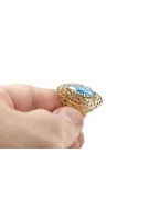 Вінтаж стиль Каблучка Аквамарин 14K Жовте золото vrc090y